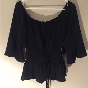 Deign wishful black blouse new elastic waist XL